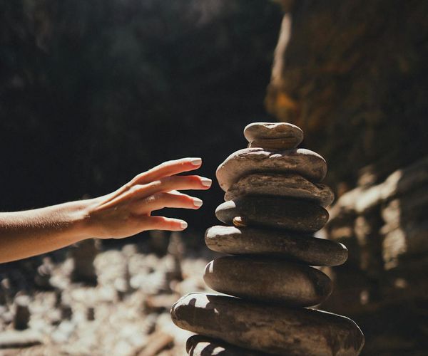 Symmetrical violet patterns suggesting balance and inner harmony